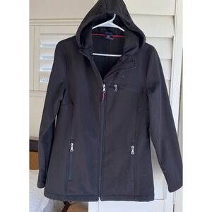 Tommy Hilfiger‎ Women's Jacket Black Soft-Shell Full Zip Hoodie Sz Small